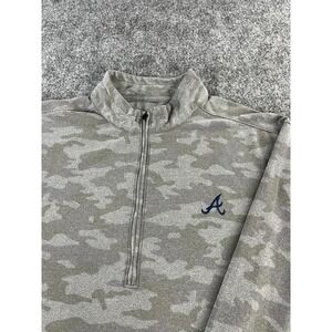 Johnnie O Performance Quarterzip Pullover Mens Large Green Camo Atlanta Braves